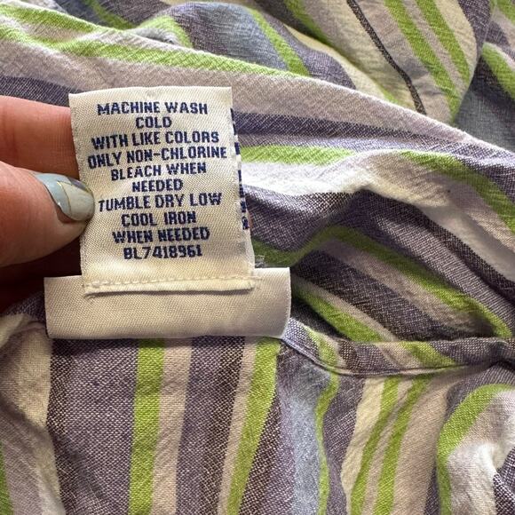 Vintage Blair Striped 3/4 Sleeve Button Up Blouse - Picture 5 of 6